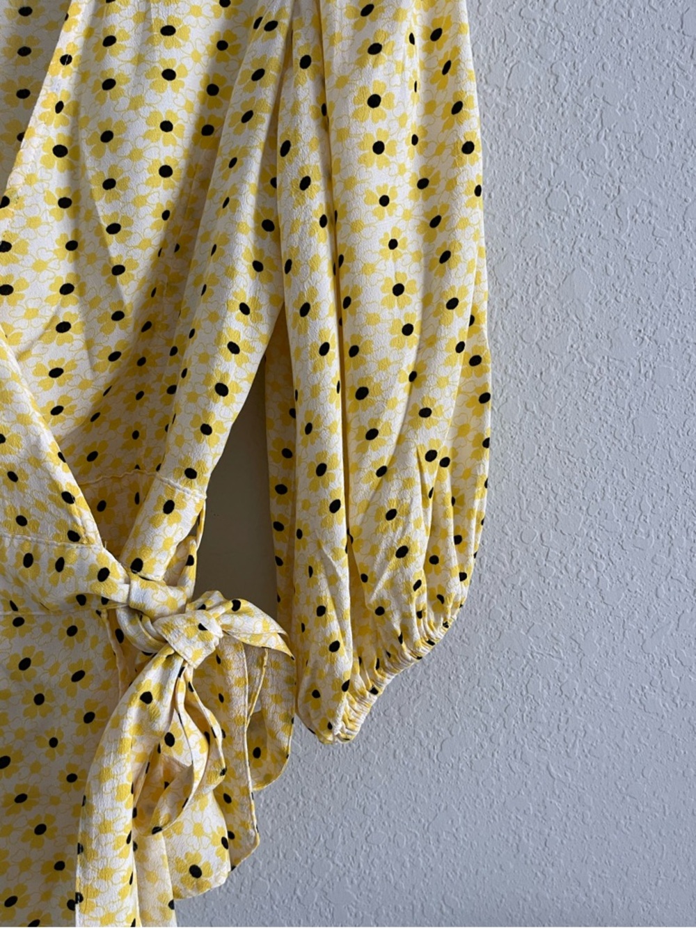 Ganni Yellow Floral Wrap Peplum Blouse - Picture 6 of 14